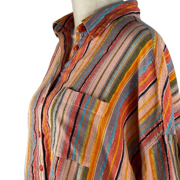 LIke New Anthropologie PILCRO Multicolor Stripes Button Down Shirt Size … - Picture 6 of 12
